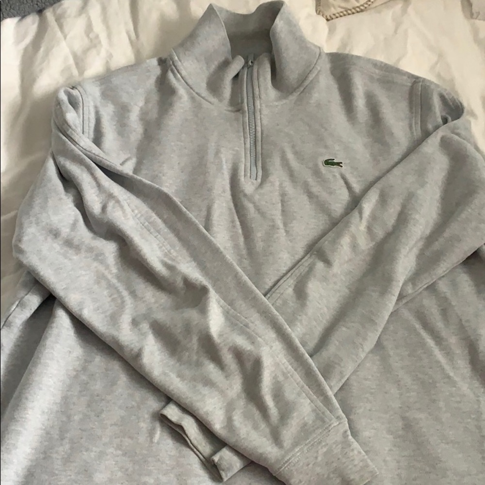Men’s Gray Lacoste Quarter Zip, size 7